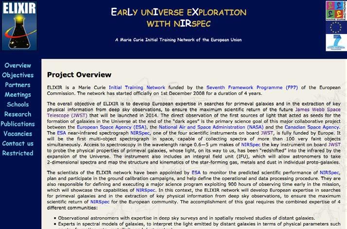 JWST on the web Resources The ELIXIR network web site Web site of