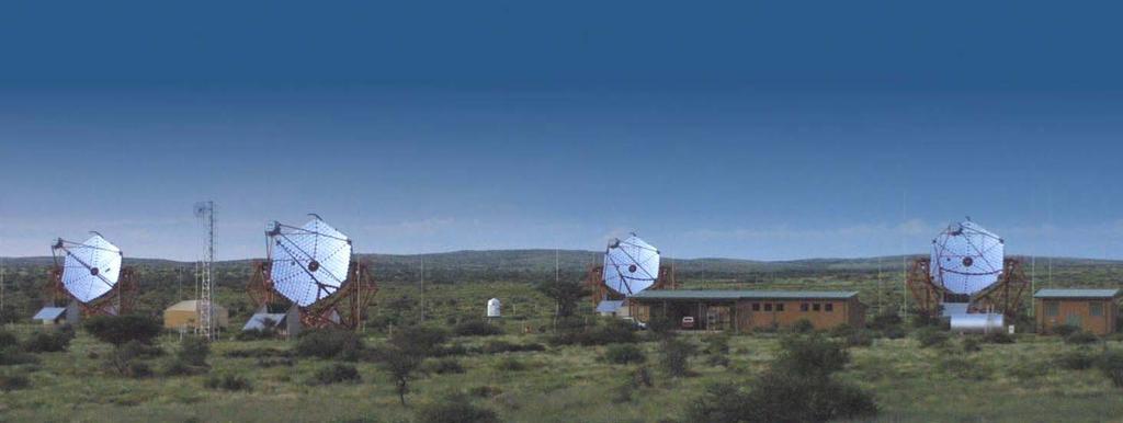 High Energy Stereoscopic System 4 Cherenkov telescopes on a 120 m square located in Namibia full system operational since Dec. 03 David Berge Stefan Funk MPI Kernphysik, Heidelberg Humboldt Univ.