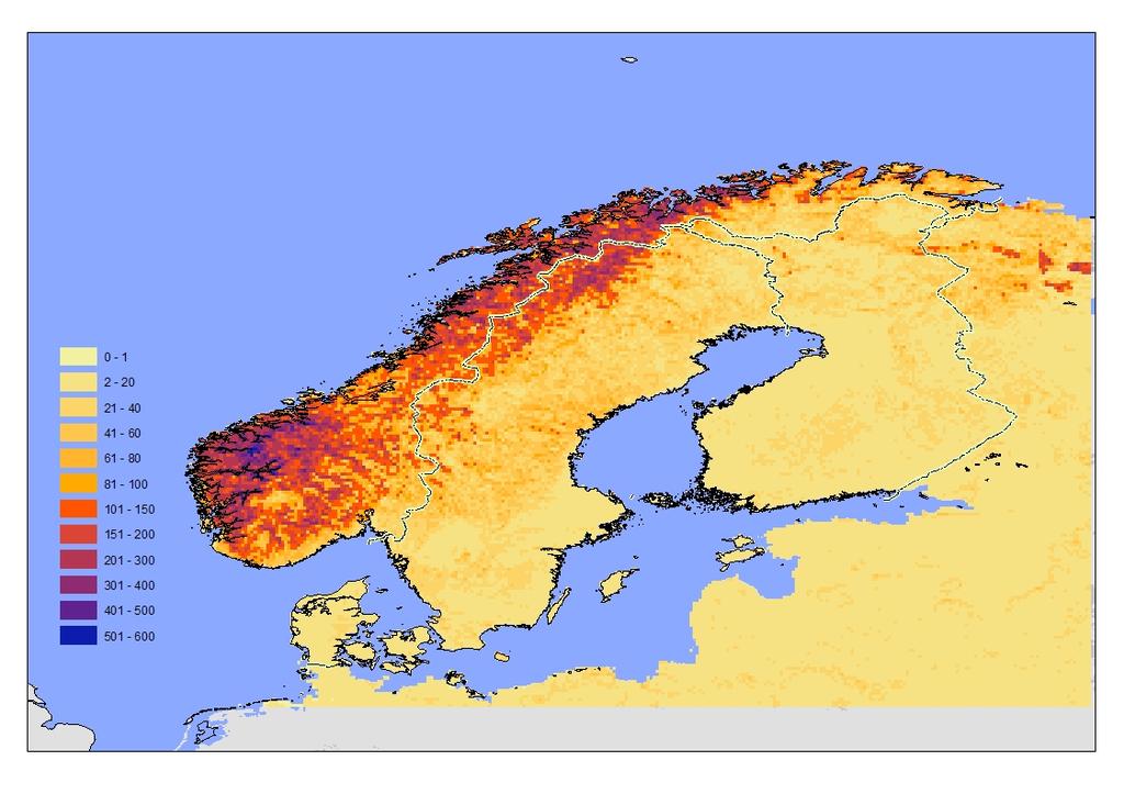 Gridded climatology products for Norway -spatial resolution 1x1 km 2 Monthly mean values Temperature and precipitation 1961-90 Monthly anomaly grids (with adjacent absolute value grids) Temperature