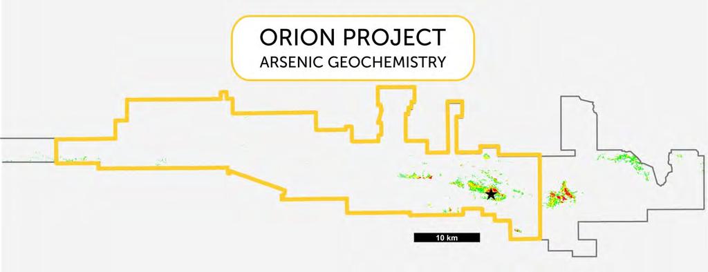 THE ORION PROJECT Hosts the 18 km² Anubis Cluster with the drillconfirmed Carlin-type Orion and Anubis gold zones Subject to an earn-in agreement with Barrick, whereby Barrick can earn up to 70% of