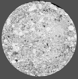 This allows one to successfully map the sub-resolution porosity visible in the SEM image to gray scale levels in the 3D image (Fig. 11). From the attenuation histogram (Fig.