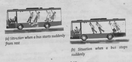 If the bus suddenly starts oving, you will feel a jerk and will tend to ove in opposite direction (a).