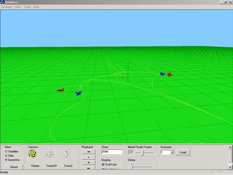 for targets. The whole swarm system consists of 30-50 robots and each virtual robot is controlled by its own copy of ARE. Figure 4 shows a screenshot of the system.