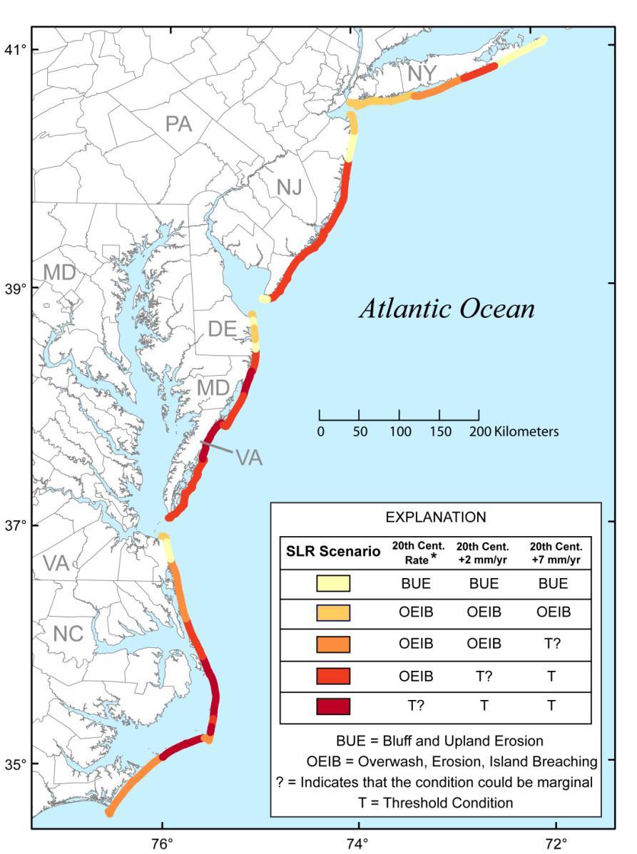 Sea Level Rise Potential mid-atlantic coastal landform responses to three sealevel rise scenarios.