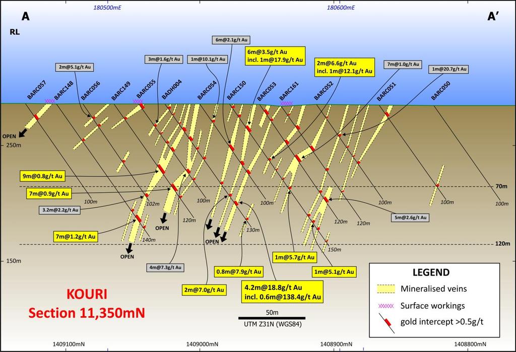 Figure 2. Drill section 11,350mN at Banouassi.