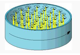 Figure 2: Type II superconductor. A magnetic field produces vortices each containing a quantized unit of magnetic flux. of the BCS downplaying of the importance of condensate effects.