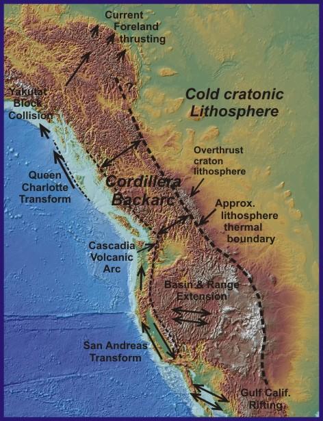 Why is the North America Cordillera High? Hot Backarcs, Thermal Isostasy, and 15 Mountain Belts Supporting Online Material (SOM) R.D. Hyndman and C.A. Currie Area of North America backarc The area of the North America Cordillera backarc with inferred uniformly hot and thin lithosphere is shown in Figure A1.