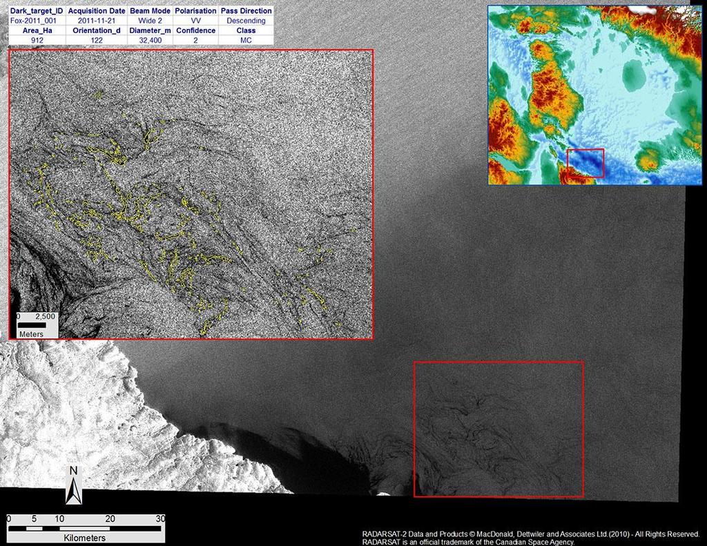 3 years of Radarsat images;