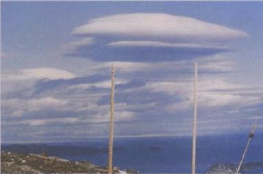 Altocumulus (lenticular) Altocumulus can occur in large lens or almond-shaped elongated patches with well-defined outlines as shown in the foreground of Figure
