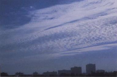 Figure F 4: Photo depicting Altostratus clouds Cirrocumulus Sheets of organized bands of high clouds having a grainy or tufted