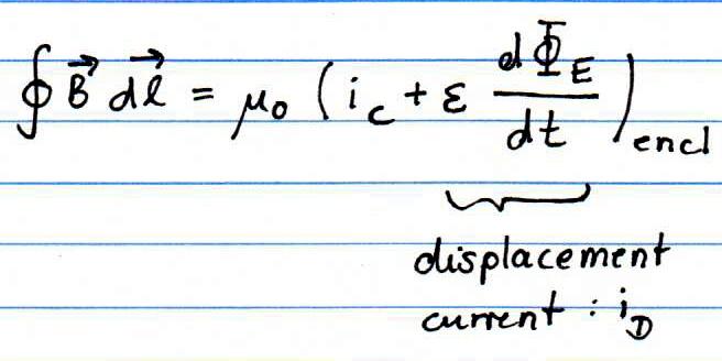 Displacement current and Maxwell's equations Discrepancy from last slides can be