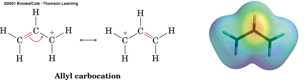 Allylic and benzylic carbocations are stablized by resonance Stereochemistry of the S N 1 eaction: it is