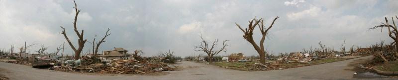 Two days after the tornado, most of the streets were clear of debris, but the devastation was obvious.