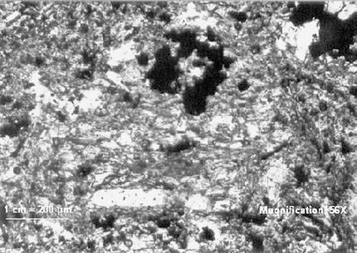 Figure 11 represents the micrographs of the thin section of the fresh stone. It is found that Basalt shows phenocryst of clinopyroxene in a matrix of plagioclase and clinopyroxene.