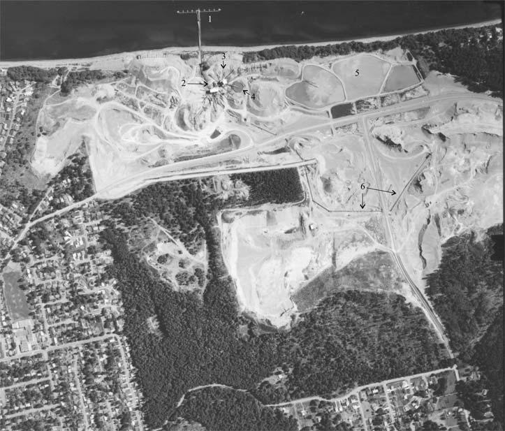 Figure 4. Aerial extent of the Metchosin gravel pit (aerial photograph PIM-C-90013 #156, scale 1:5000).