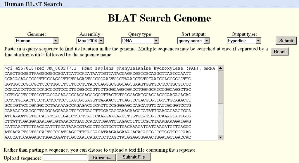 BLAT Example Enter