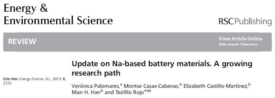 Research Line Background First review on Na-ion batteries Cited >180 times In the Top 10
