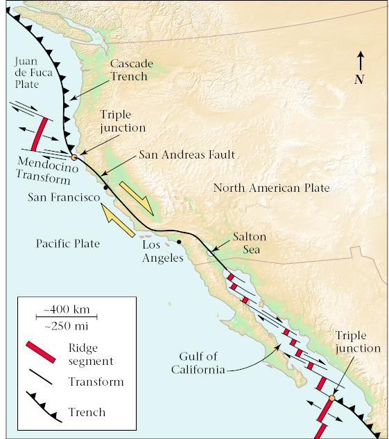 West Coast: Transform faults San Andreas Fault: The Mother of all