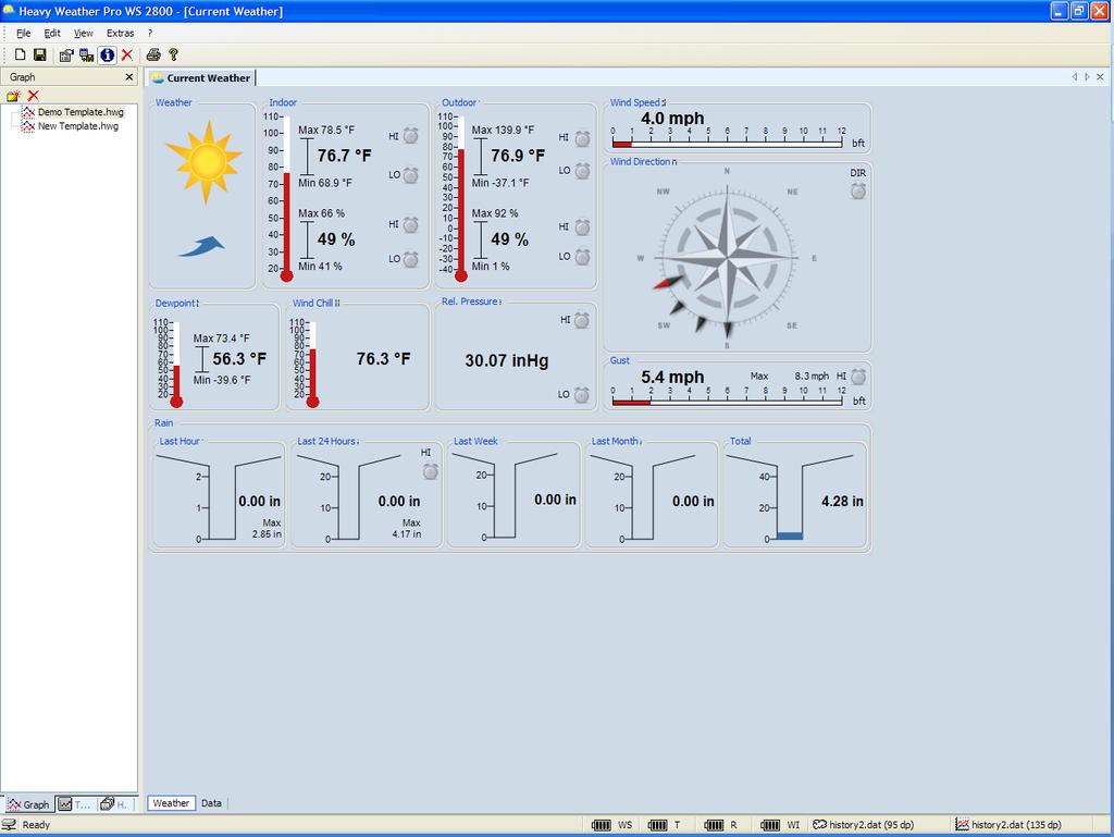 MAIN WINDOW The main window of Heavy Weather Pro is where you can review all of the weather attributes reported from your weather station.