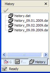 THE FILE MANAGEMENT WINDOW HISTORY TAB When the History tab is selected, it shows all history files located in the history folder (~\My Documents\HeavyWeather\History\ by default).