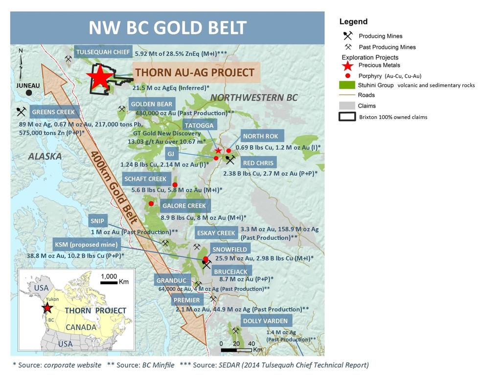 THORN SUMMARY Exploration Project Wholly owned 997 km 2 claim block Accessed via one hour fixed-wing flight from Whitehorse, YK, 65km to tide water New Discovery at the Chivas zone in 2017 Diatreme