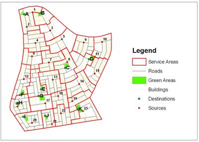 Methodology and Results In this study geometric (space syntax) and geographic (network analyst) techniques were used in evaluating the accessibility of urban green areas in Doha district and the