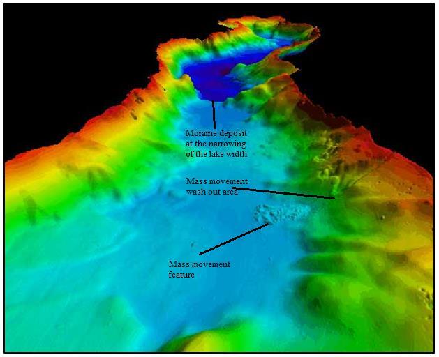 Figure 3.10. Bathymetry of Lake Windermere as investigated through multibeam geophysical analysis by the British Geological Survey.