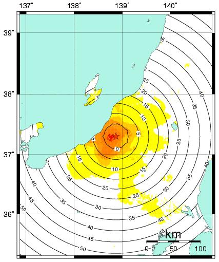 Lead Time to Strong Motion M6.8 (23 October 2004, Mid Niigata Pref.