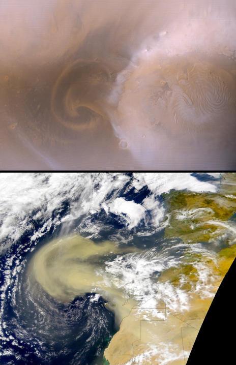 Martian Dust Storm near the Northern Pole Dust storm