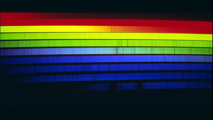 The Solar (Visible) Spectrum: Fraunhoffer Lines (absorption lines) characteristic of