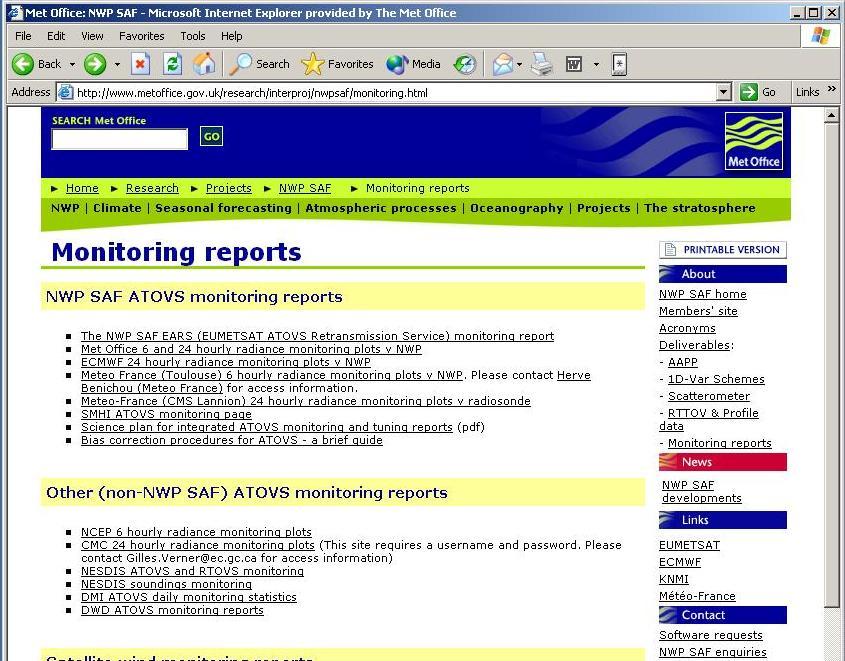 NWP SAF monitoring web page