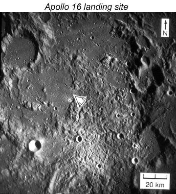 Page 4 of 12 The Apollo 16 mission landed (arrow) in the lunar highlands. Everything in this picture is highlands.
