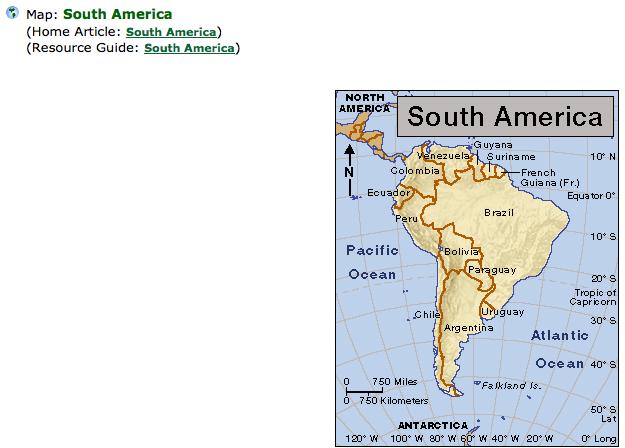atlas section of World Book Student and clicking on the name of the country.