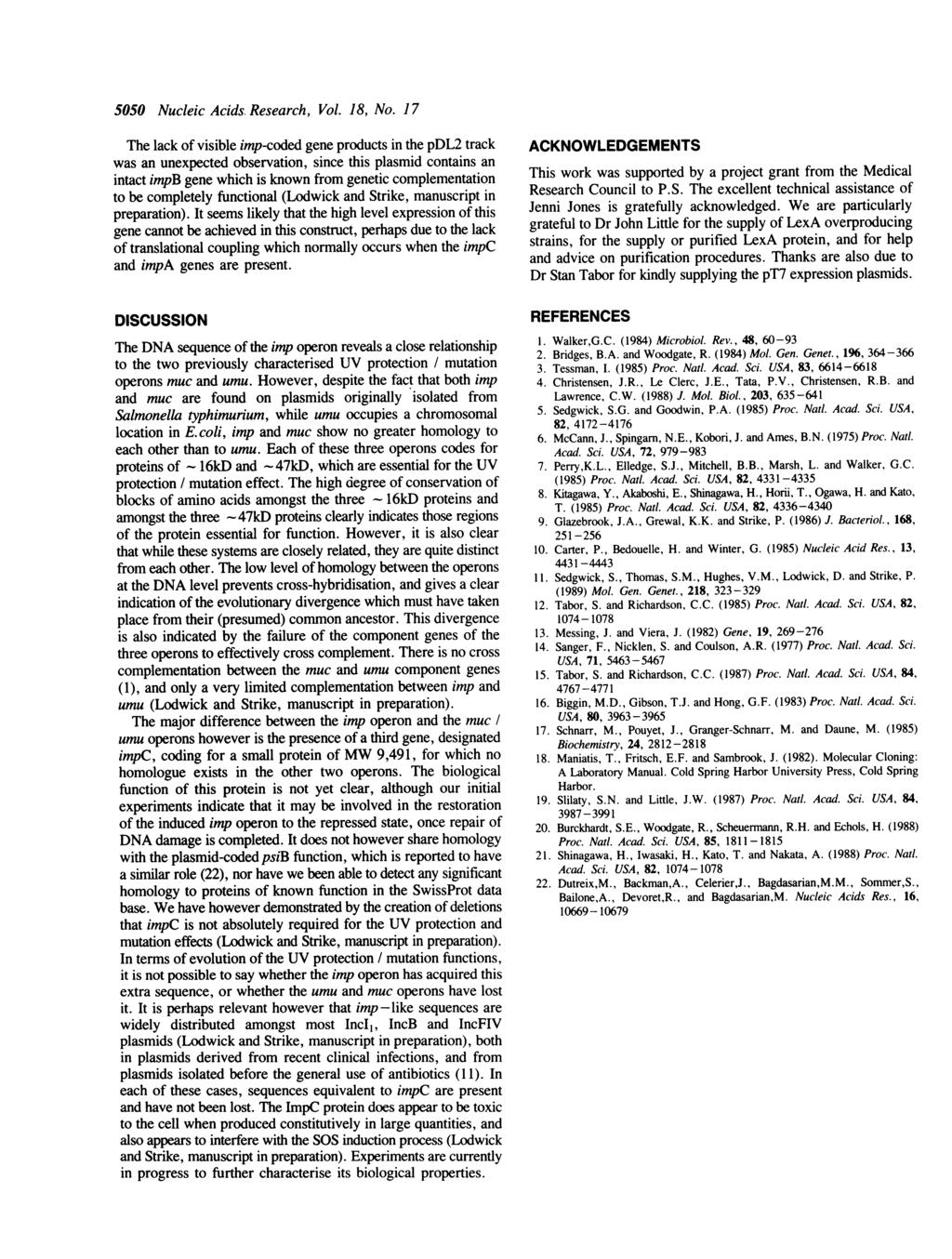 5050 Nucleic Acids. Research, Vol. 18, No.
