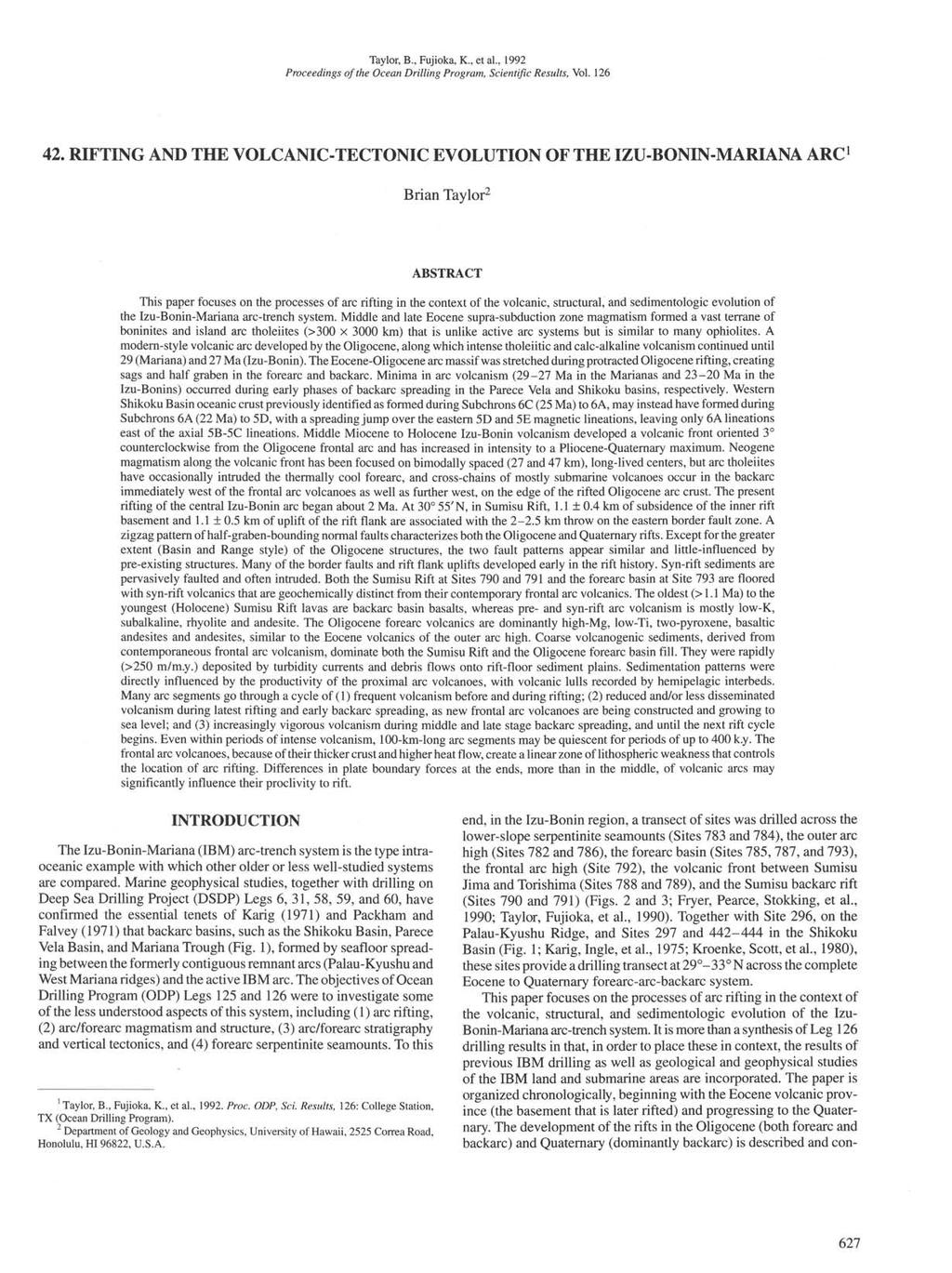 Taylor, B., Fujioka, K., et al., 1992 Proceedings of the Ocean Drilling Program, Scientific Results, Vol. 126 42.