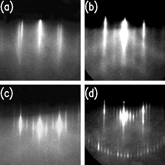Figure 17. RHEED patterns seen after cooling of GaN films. Non-inverted surface: (a) 1 1 and (b) 2 2.