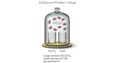 CaCO 3 (s) CO 2 (g) + CaO(s) As long as some CaCO 3 or CaO remain in the system, the amount of CO 2 above the solid will remain the same.