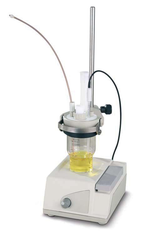 Titration stand and titration vessel: Accessories made to match Titrated samples can be extracted through