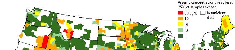 Mapping Arsenic in Groundwater by Sarah Ryker County map US EPA MCL = 10 μg/l David Reckhow CEE 371 L#23 11 Arsenic