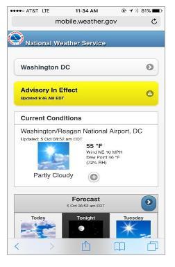 NWS Weather Information On Your Mobile Phone Take the weather with you on your mobile phone!