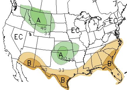 Precipitation Outlook December 2008 April 2009 The CPC precipitation outlook for December 2008 (Figure 11a) indicates increased likelihood of above median precipitation for the northern Rockies,