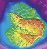 Figure 9. Morne-Piton fault modeling. Topography as in Figure 2b. Coordinates in km Mercator with the reference point at latitude 15 30 0 N and longitude 63 W.