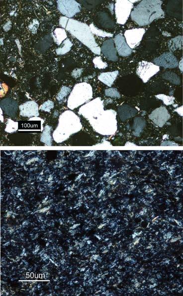 Results IV Petrographic composition of sediment Matrix of sandstones (A) contains a very high proportion (up to 30%) of unweathered lithic debris.