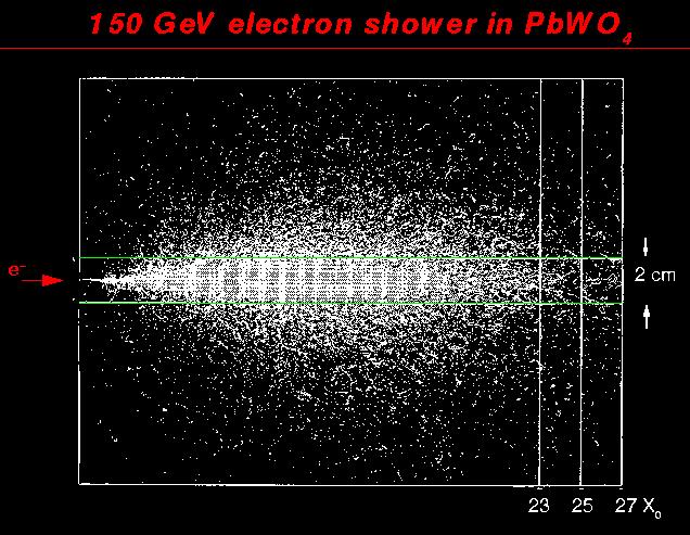 Chapter 2 The CMS Experiment at the LHC 2.2 The Compact Muon Solenoid Figure 2.6.: Simulation of a shower caused by an 150 GeV electron stopped in PbWO 4.