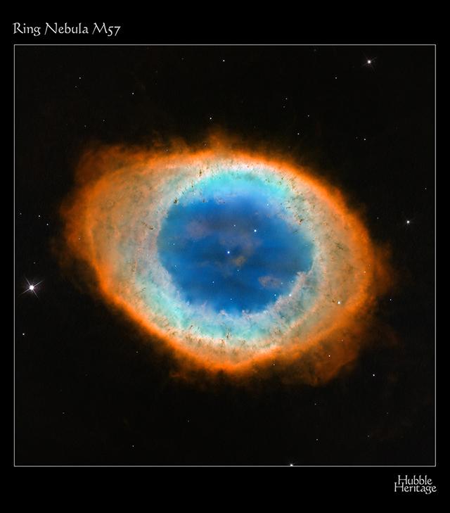 In the image, the deep blue color in the nebula s center is emitted from atoms of helium.
