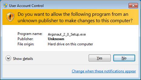 On some current versions of Windows, the following User Account Warning will appear The publisher, though