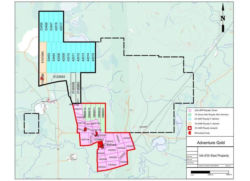 NI 43-101 Technical Report - Mineral Resource - Val-d Or East Property - Abitibi, Qc, Canada Page 15 Table 4-2 Royalty Distribution Claim Group Adventure Gold Interest # Claims Size (hectares)