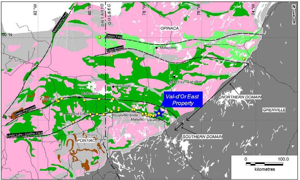 NI 43-101 Technical Report - Mineral Resource - Val-d Or East Property - Abitibi, Qc, Canada Page 35 7 Geological Setting and Mineralization 7.