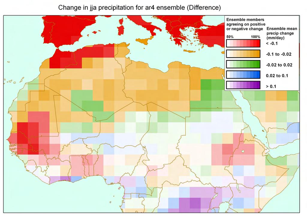 dley Centre, February 2010 arlo.buontempo@metoffice.gov.u IPCC projections Difference (mm/day) in summer (JJA) precipitation between 2041 2070 and 1960 1990 across AR4 ensemble.