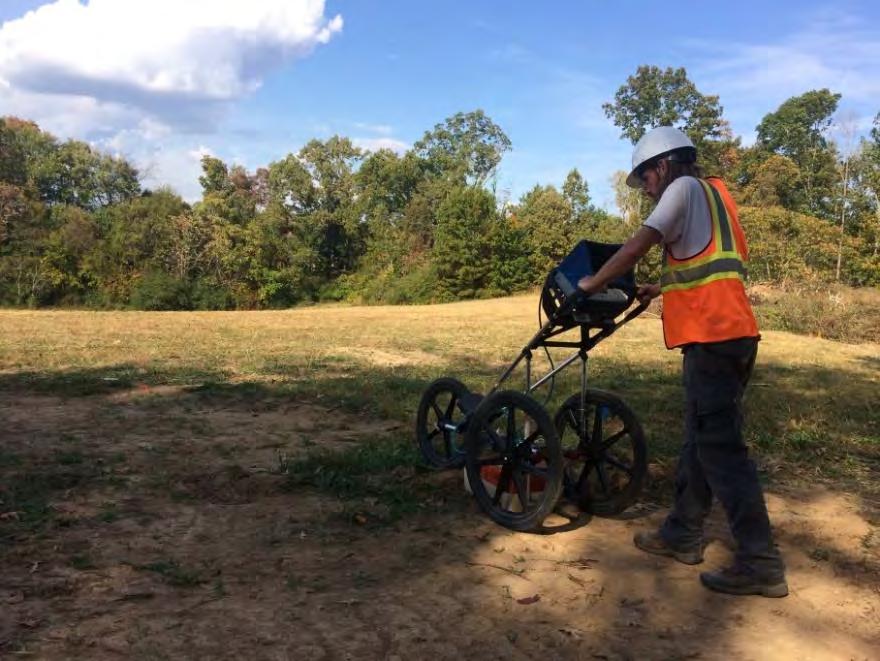 8 Figure 2: Jeremy Pye using the GSSI SIR-3000 GPR unit to collect geophysical data near the southeast corner of Block 1 north of Mars Hill